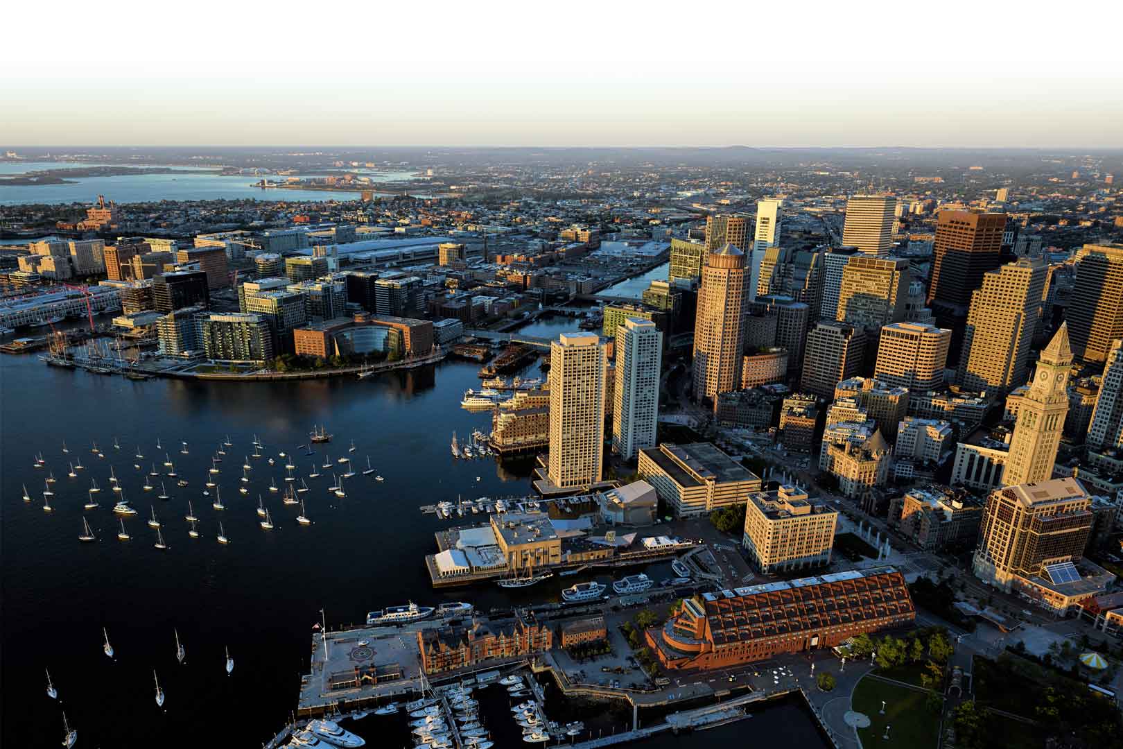 Boston skyline at dusk